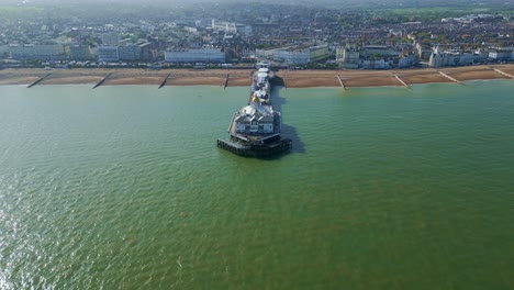 flying towards eastbourne pier and sea front