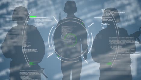 animation of scope scanning and data processing over soldiers