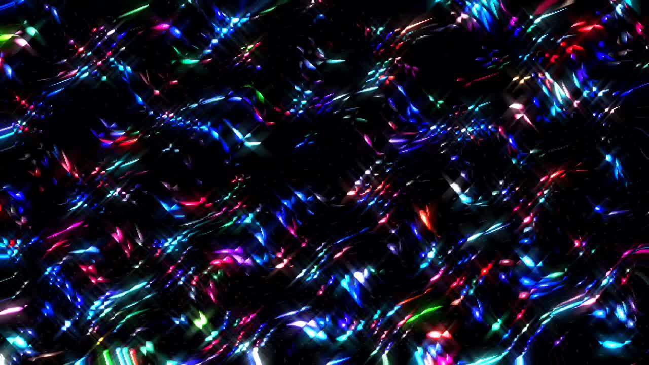 검은색 배경에 있는 파동 운동, 다채로운 모양의 점 선 집합