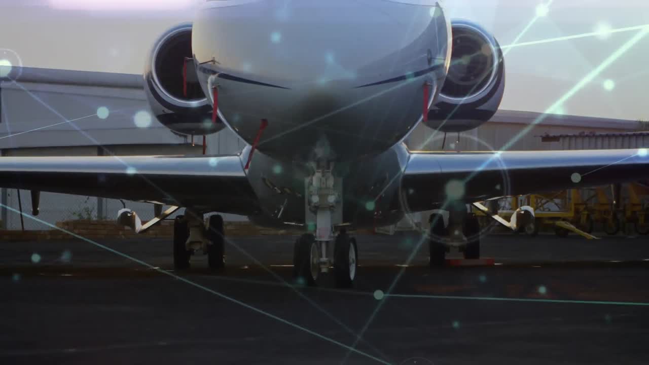 비행기 위의 연결 네트워크의 애니메이션