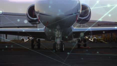 animación de la red de conexiones sobre el avión