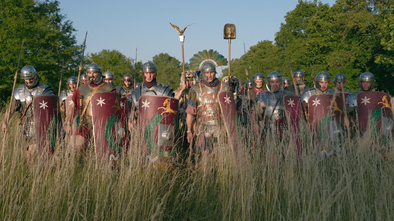 Roman Legion Marching Through Field