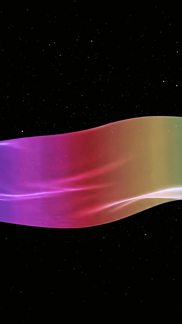 Dynamic Rainbow Light Wave Moving Through Starry Space
