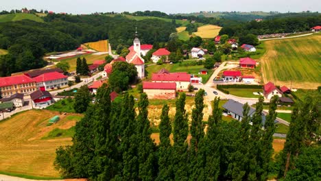 Stunning-aerial-4K-drone-footage-of-municipality-of-Miklavž-pri-Ormožu-in-Prlekija-region,-Slovenia