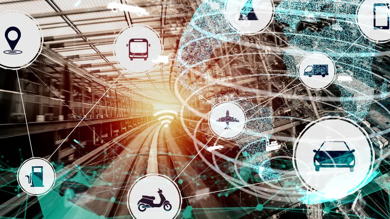 뉴이시 시 도로에서 미래의 자동차 교통을 위한 스마트 교통 기술 개념