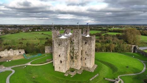 aerial view of trim castle, a historic medieval fortress in ireland