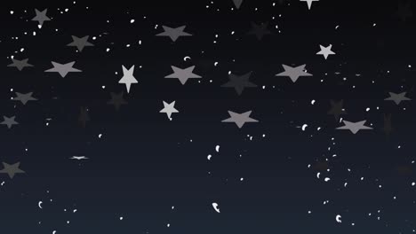 Animation-of-white-christmas-stars-falling-on-black-background