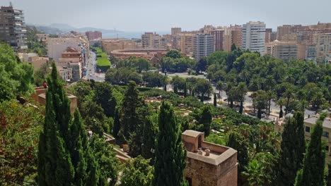 andalusian city, malaga, spain, seen from its iconic arab alcazaba