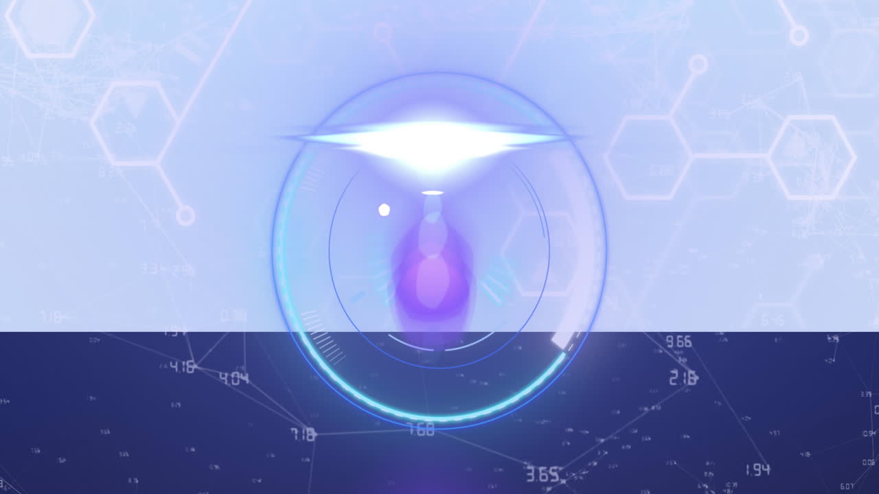 화학 공식에 대한 처리 원 위로 움직이는 빛의 애니메이션