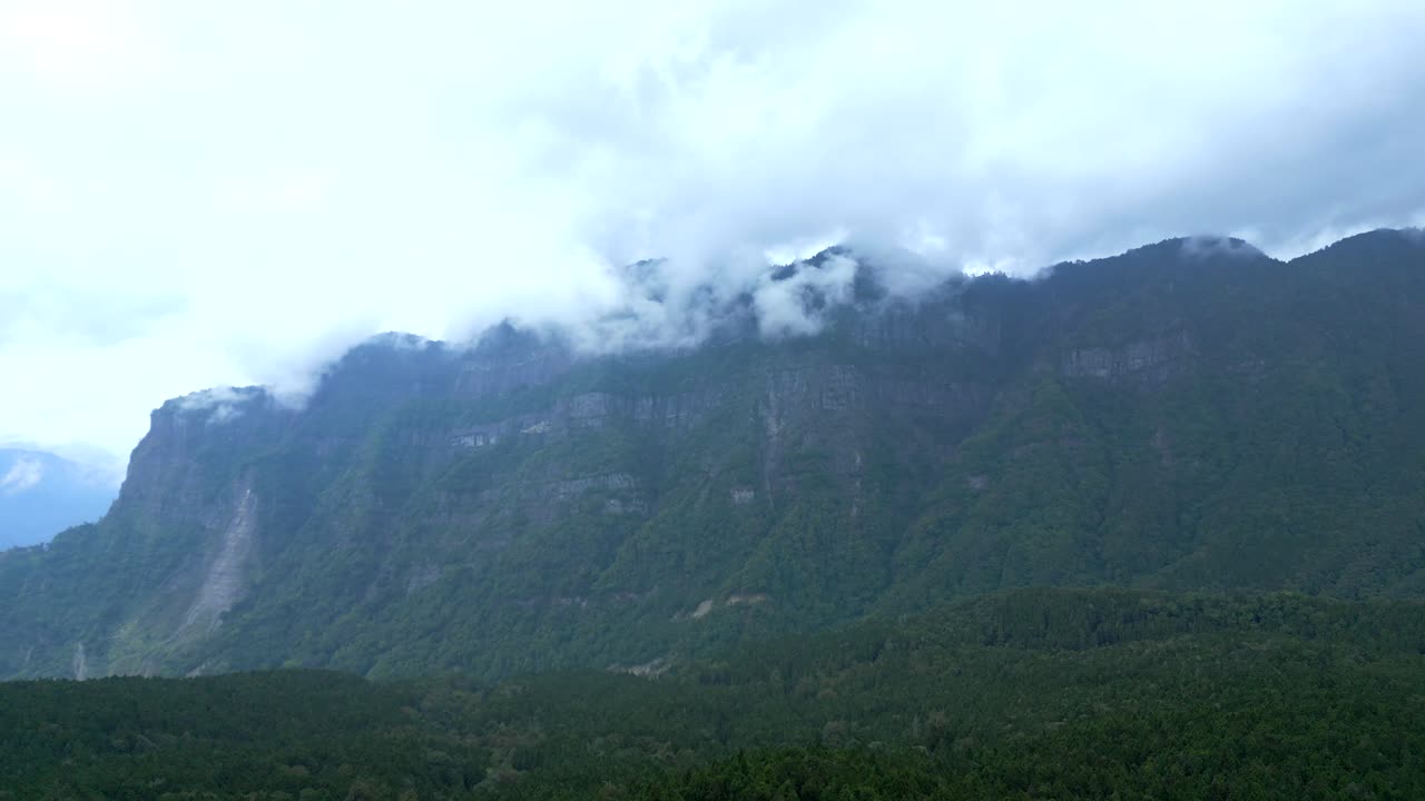 Mountains Of Alishan National Forest Recreational Area In Chiayi County, Taiwan - Aerial Drone Shot