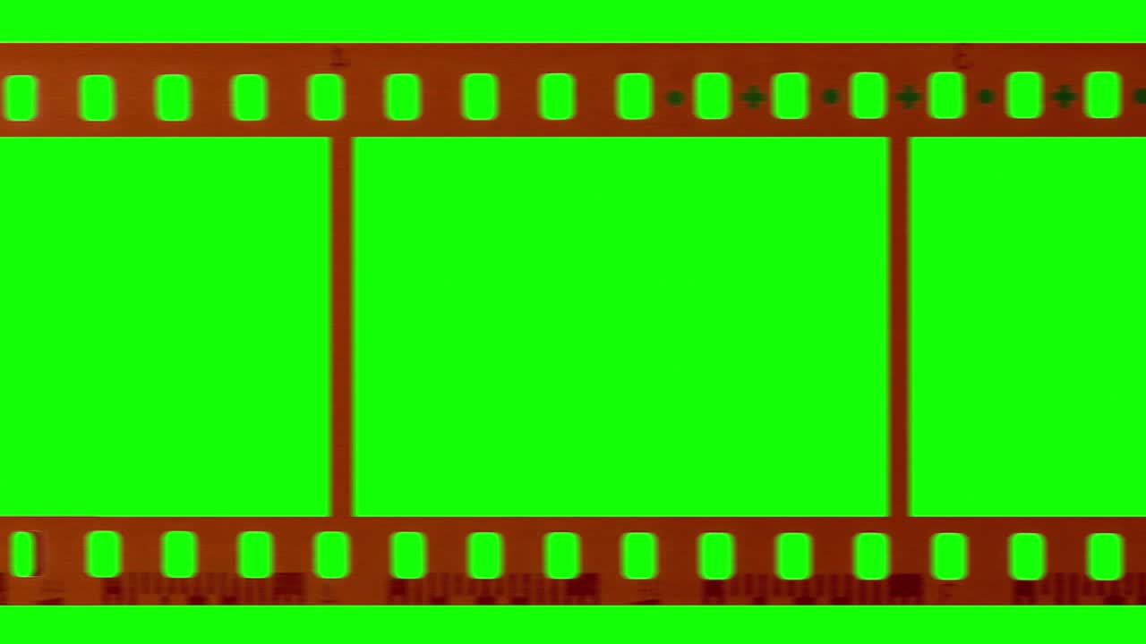 알파 매트가 포함된 35mm 필름 스트립 녹색 화면 비디오 푸티지