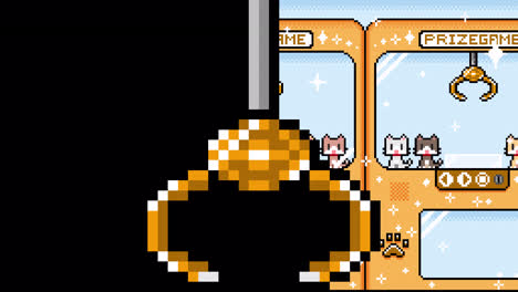 pixel art claw machine game with cat plushies