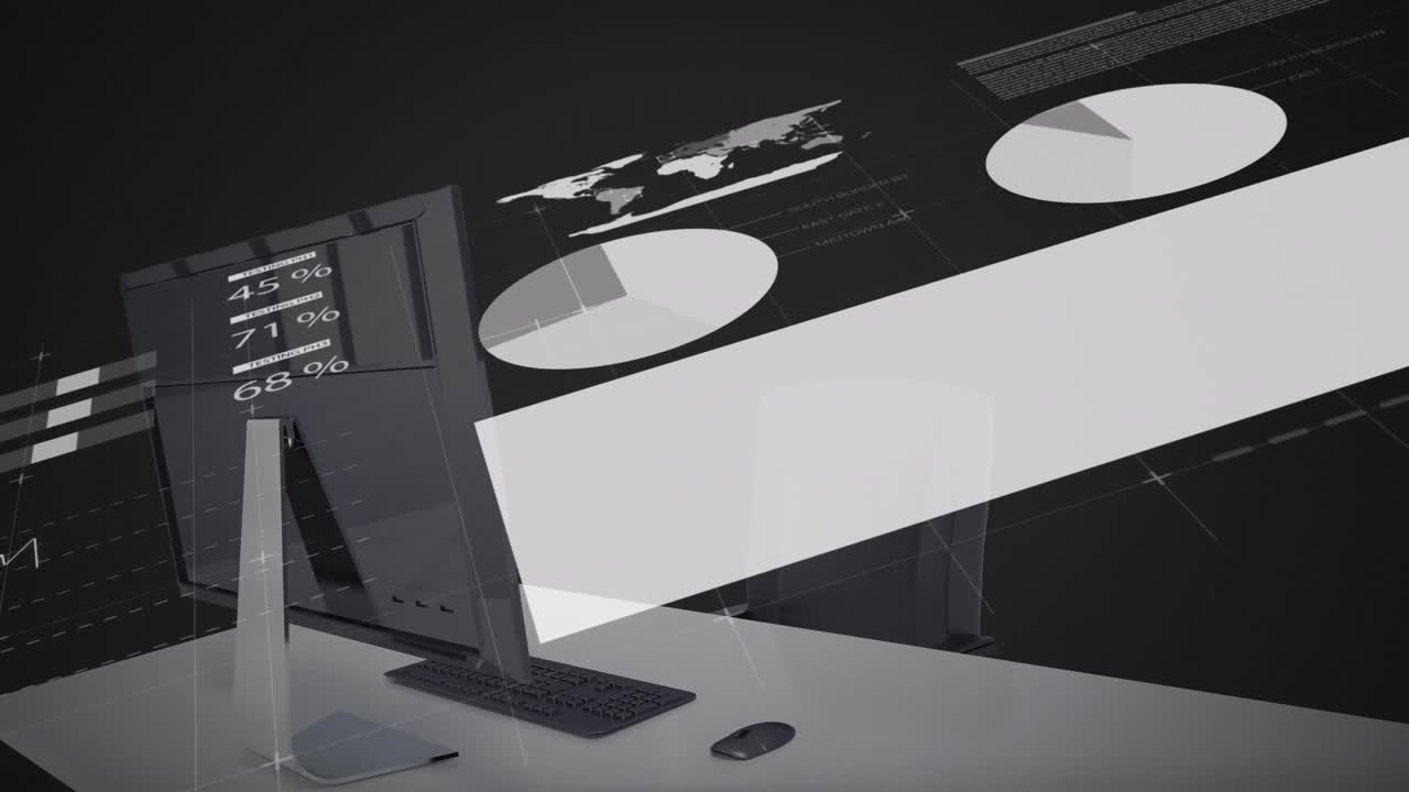 procesamiento de datos estadísticos frente a un escritorio vacío