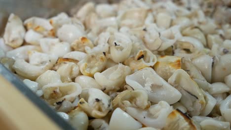 Cooked-Seafood-Display,-Close-Up