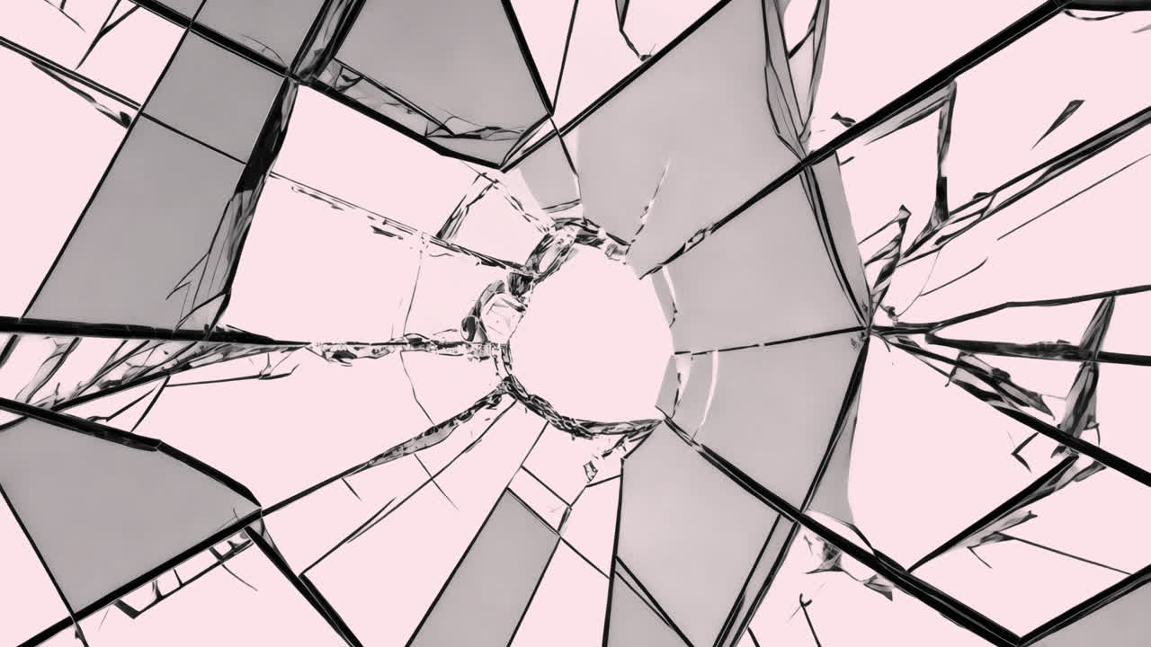 Shattered glass animated overlay, transparent 4K video, alpha channel, ProRes 4444