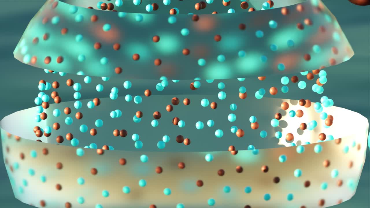 추상적인 3d 렌더링의 4k 비디오 애니메이션 - 모션 그래픽 내부에 많은 다채로운 공을 가진 sf 유리 구.