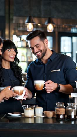 coffee lovers mingling in a vibrant coffee shop.