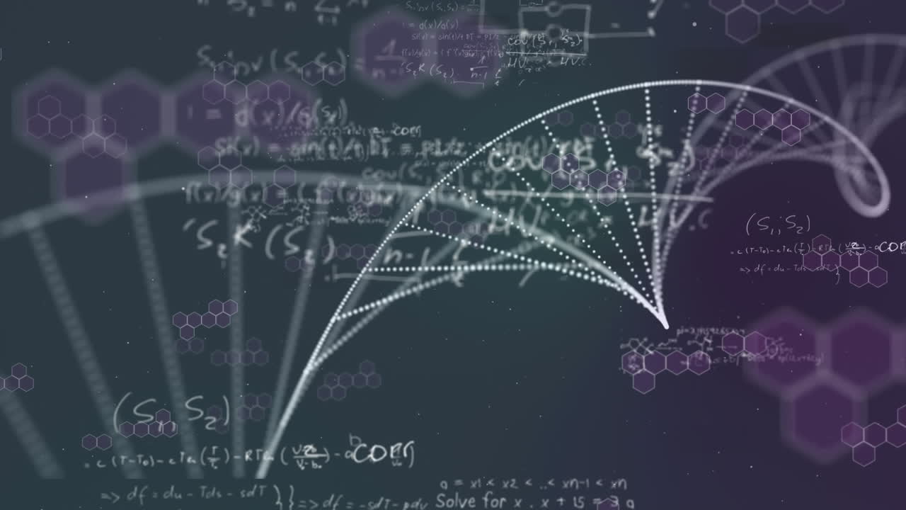 animación del procesamiento de datos científicos sobre un fondo oscuro
