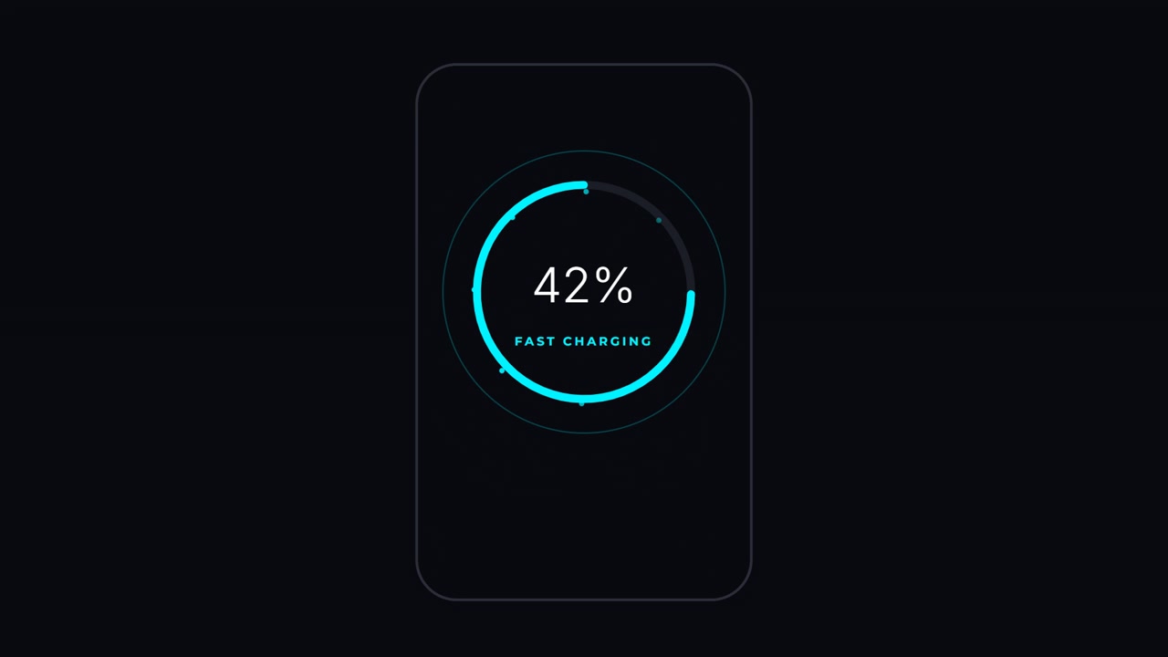 Smartphone Screen Displaying Fast Charging Progress Percentage