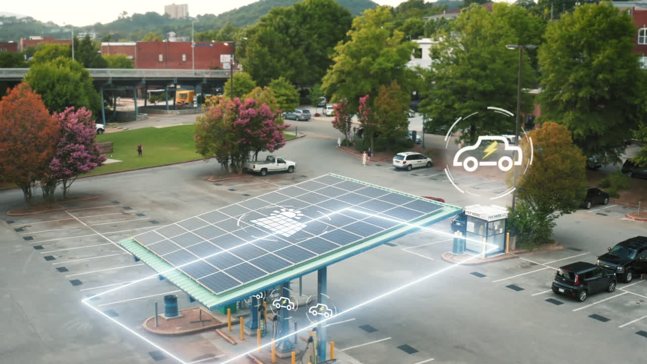 estación de carga de energía solar para coches ecológicos.