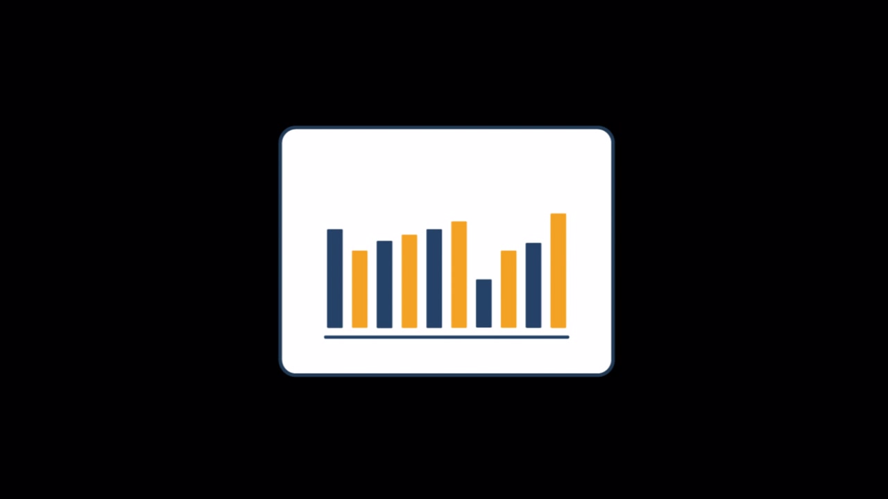 Animated Bar Chart Icon on Black Background