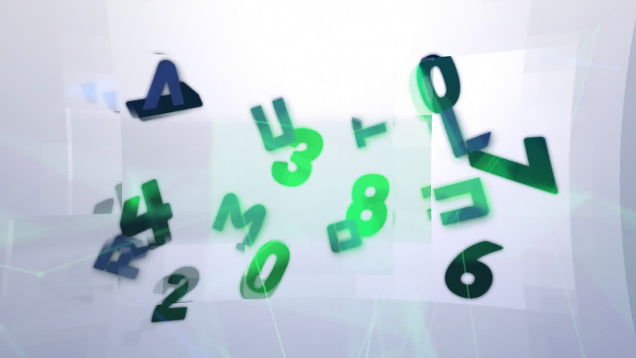 색 배경에 연결 네트워크를 통해 숫자의 애니메이션