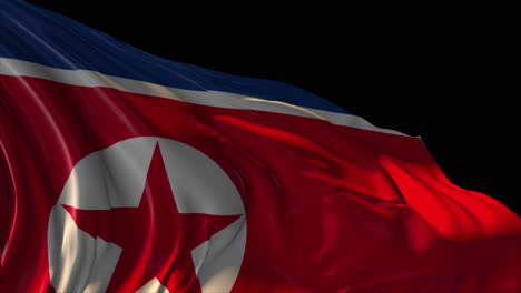 la bandera de corea del norte agitando