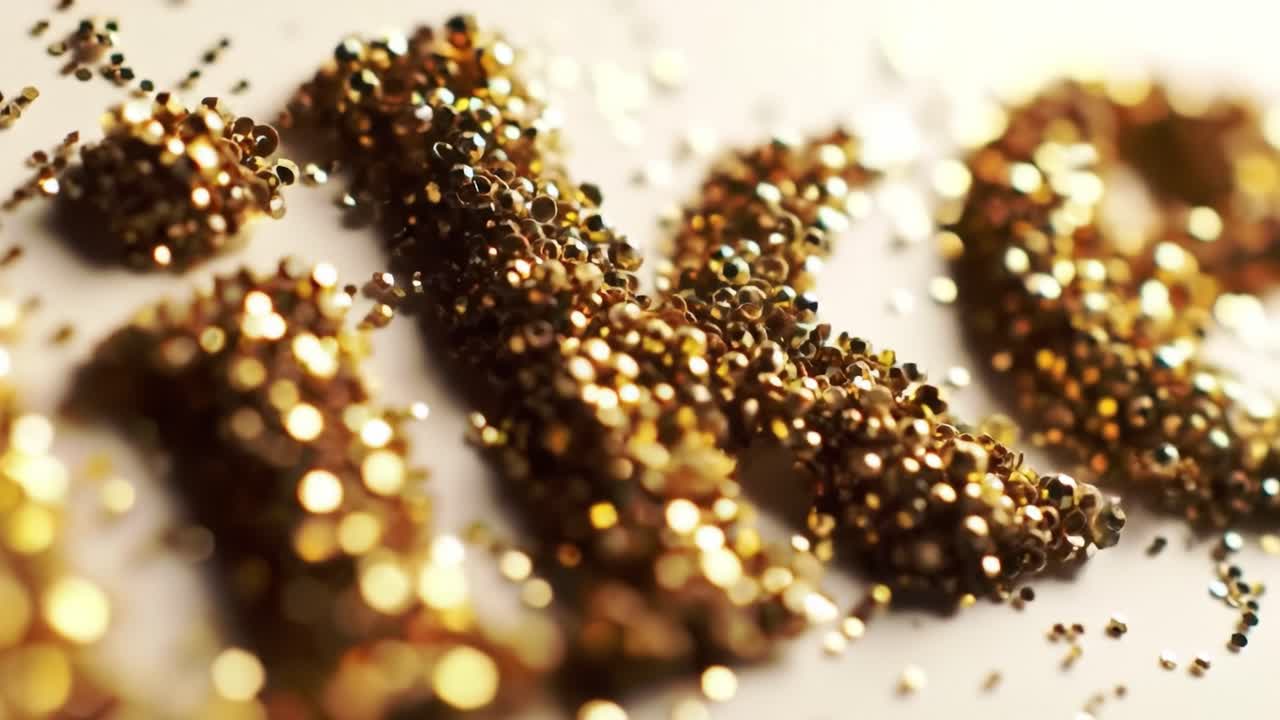 Artists are crafting exquisite decorations using shimmering golden glitter. The careful arrangement and attention to detail enhance the festive atmosphere.