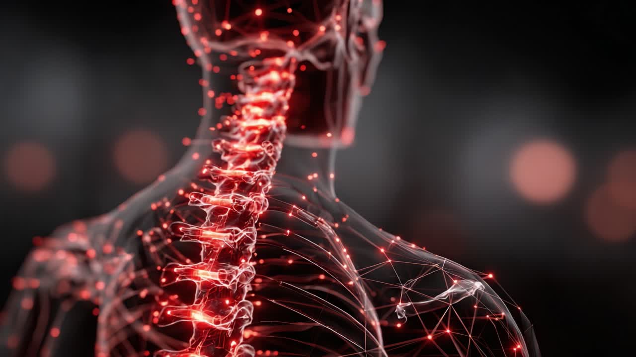 A Detailed Visual Representation of the Human Spine in 3D, Highlighting Its Anatomical Structure and Neural Connections for Educational and Medical Insights
