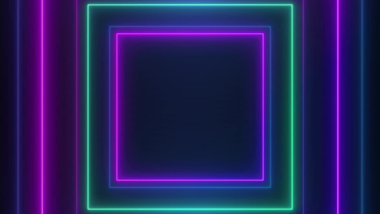 Abstract light neon frame on black background. laser show looped animation . 4K video