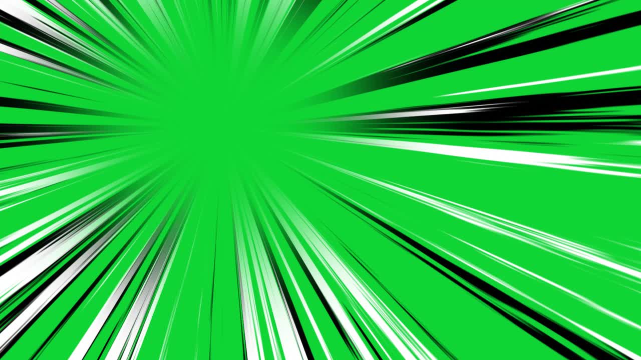 Animert radialt grønnskjerm med fartstriper for tegneserieeffekt