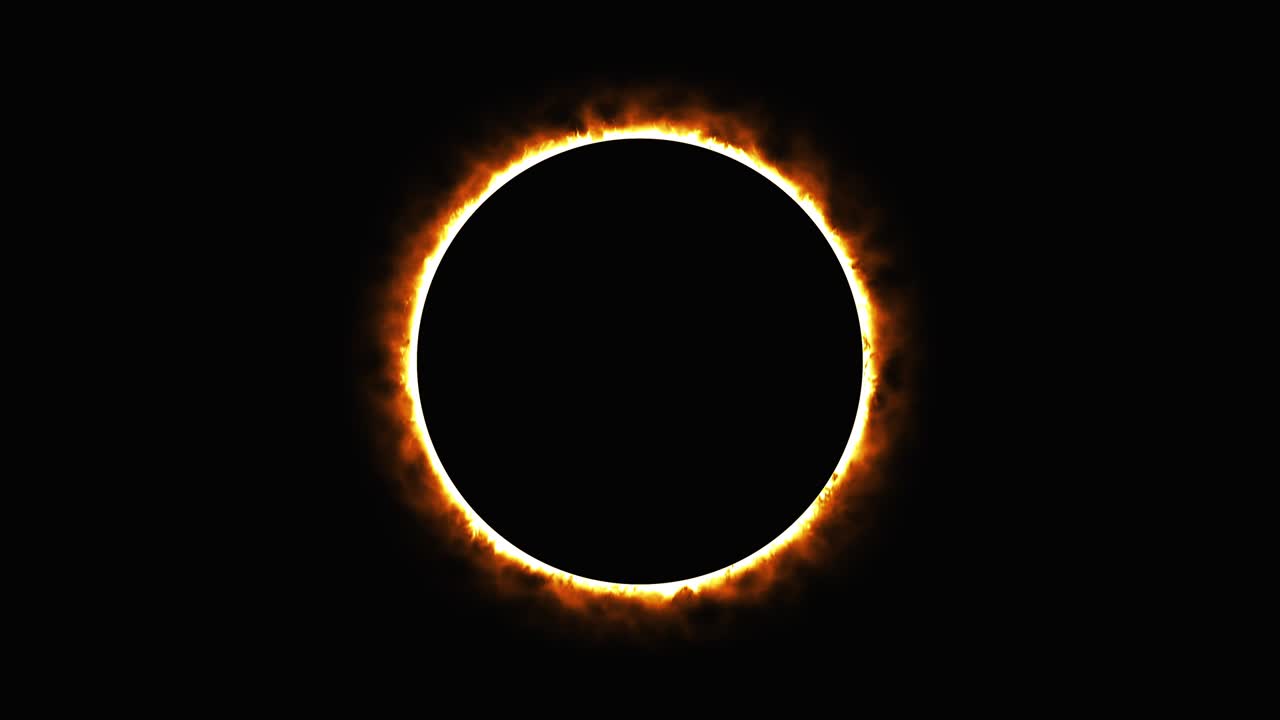 Solar eclipse, computer generated. Burning ring of fire, portal, gate. 3d rendering of fantastic background