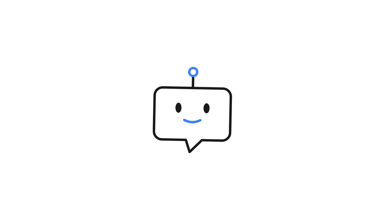 Icona Chatbot Animata che si Disegna su Sfondo Bianco