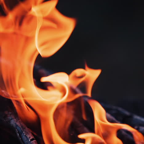 fire burns in the fireplace. evening mood. holiday concept. slow motion