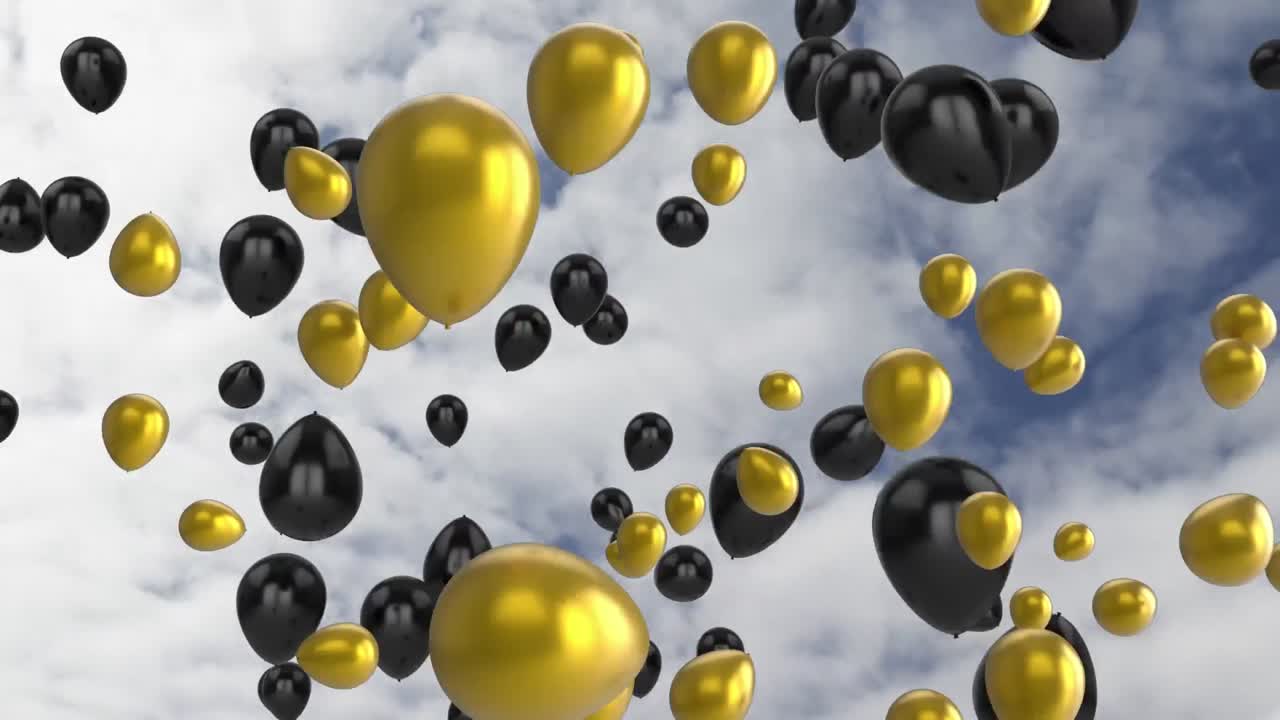 animación de un grupo de globos múltiples en el cielo
