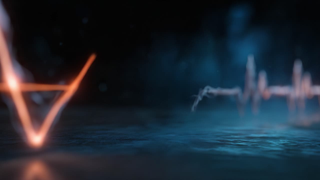 Visuel repræsentation af en lydbølgepuls med dynamisk energiflow, der indfanger essensen af rytme og bevægelse i abstrakt digital kunstform.