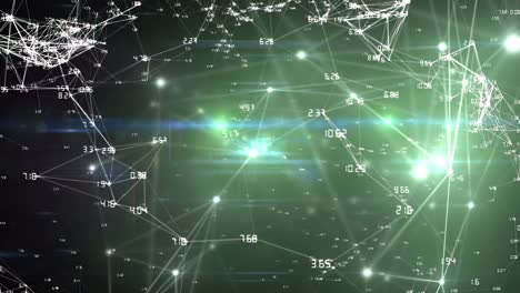 Animation of light spots over network of connections and data processing