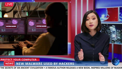 asian presenter discusses malware attack