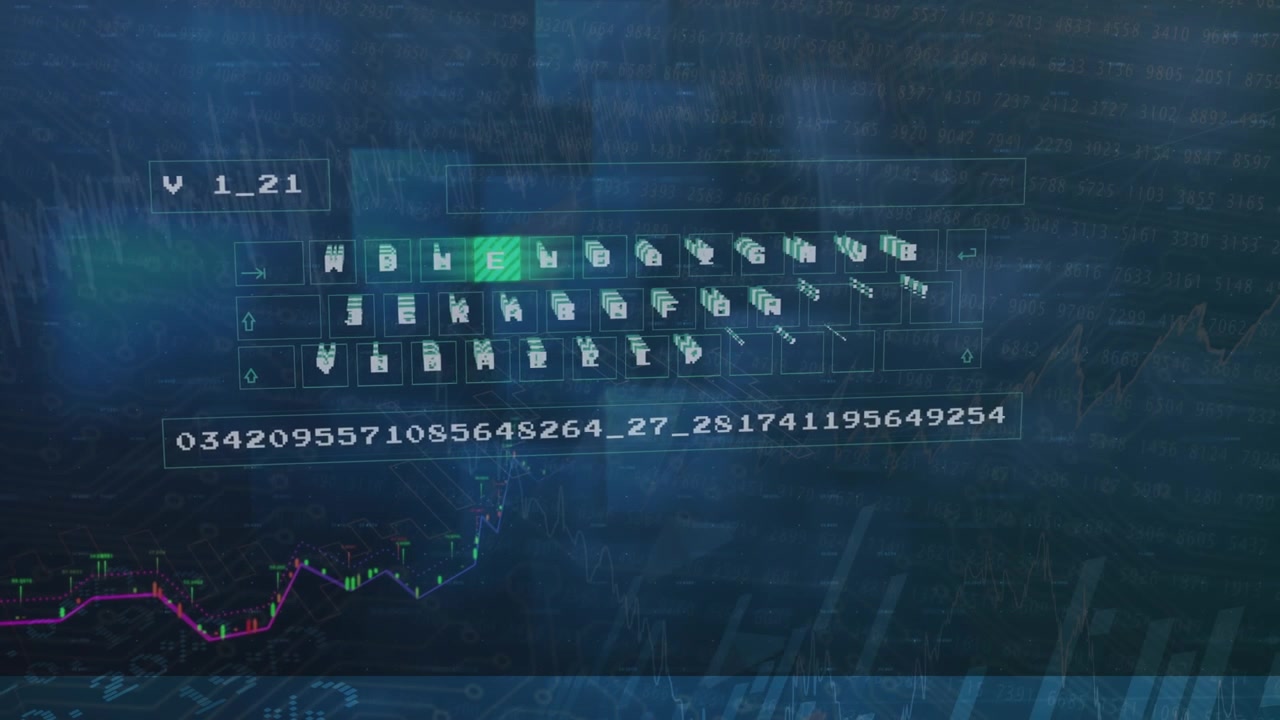 Glowing cluster appearing triggers floating key grid expanding selecting icons showing progress