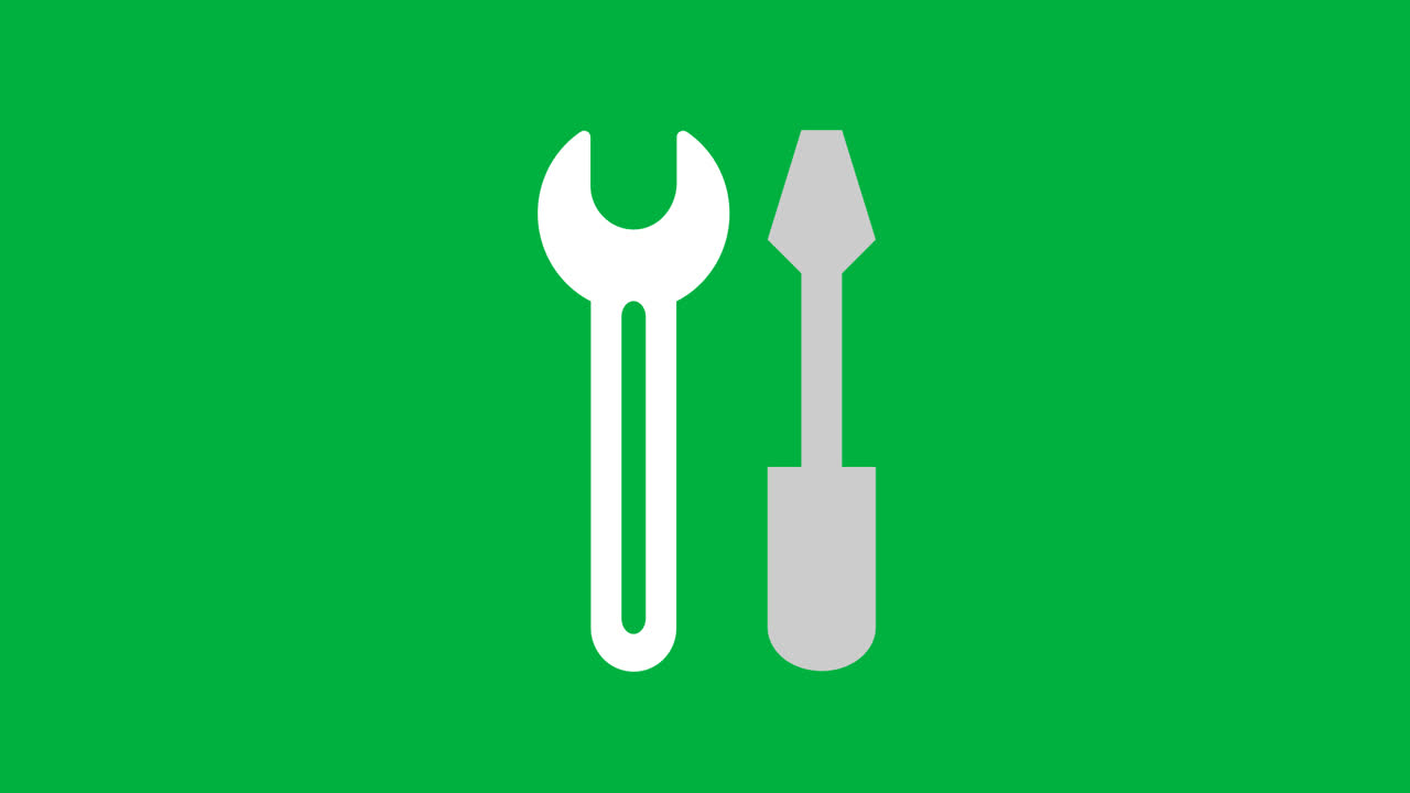 Wrench and Screwdriver Tools Icon on Green Screen