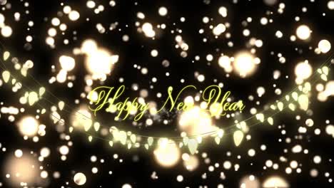 animation of happy new year text over light spots