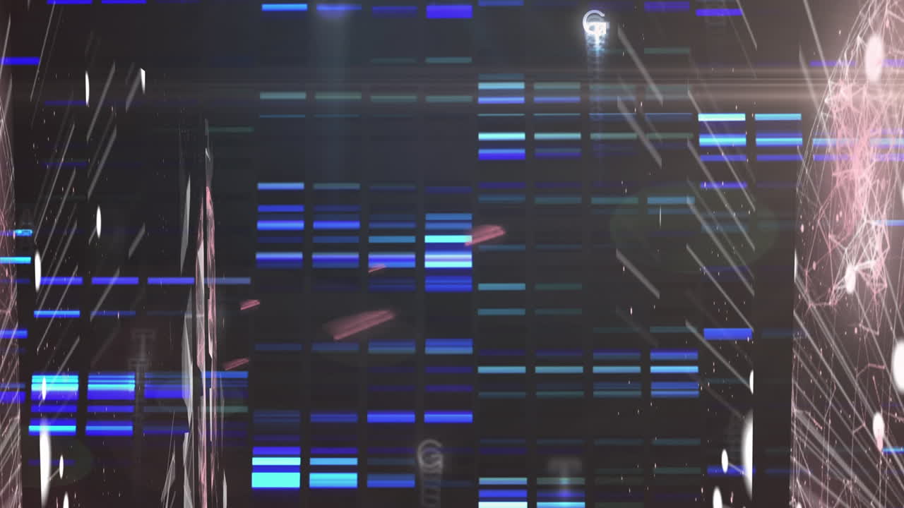animación del procesamiento de datos y formas sobre fondo negro