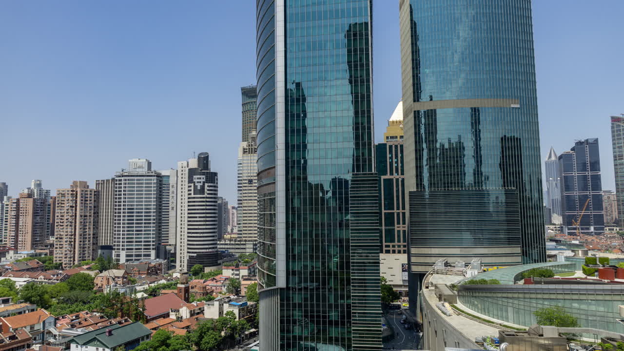 Timelapse of the Shanghai city skyline from a high vantage point