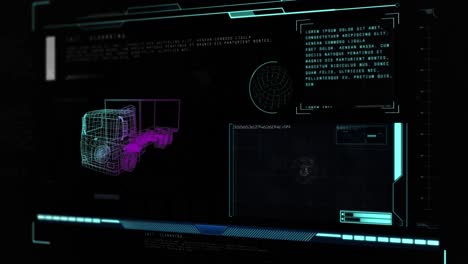 Animation-of-3d-car-drawing-with-scope-scanning-and-data-processing