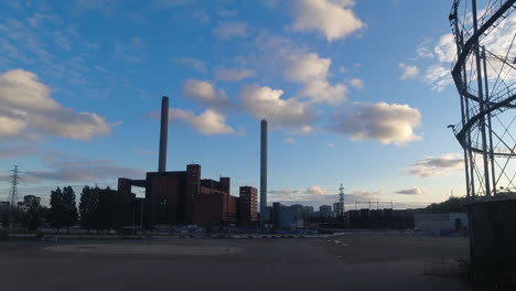 sky time lapse: hanasaari power plant in helsinki suvilahti district