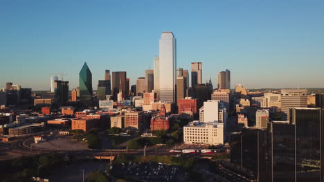 dallas texas aerial drone footage at sunset golden hour