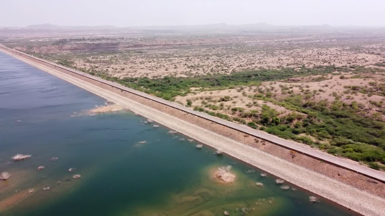 Hub Dam, a massive water reservoir in an arid Balochistan landscape