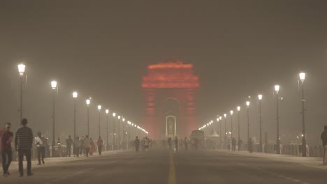 colorful india gate at night