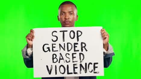 protest, poster and black man on green screen