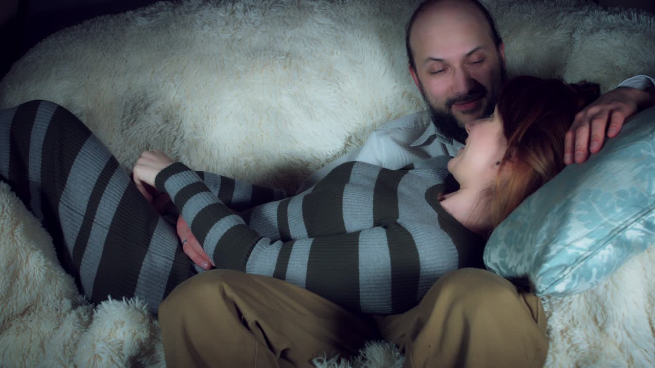 4K Pregnant Woman Shows her Happy Husband Positive Pregnancy Test